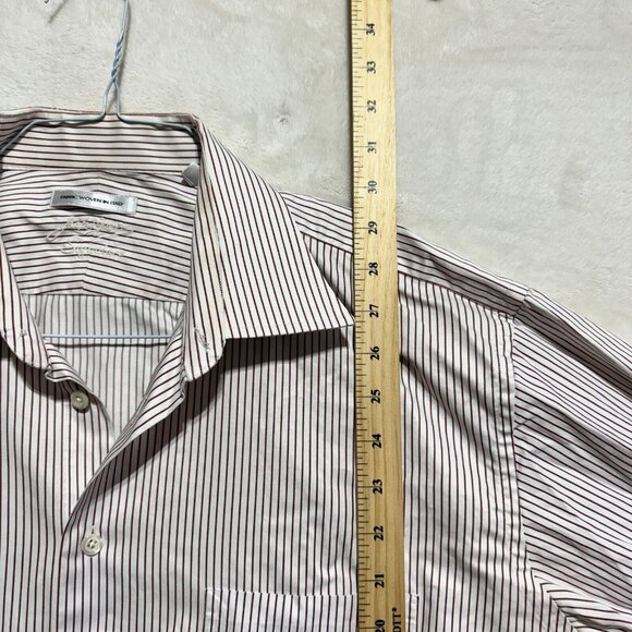 Jack Lipson Signature Shirt Long Sleeve White Striped Woven in Italy Mens 17L - Picture 11 of 13